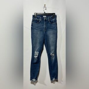 Good American High Rise Distressed Jeans Size 29 Inseam 28”